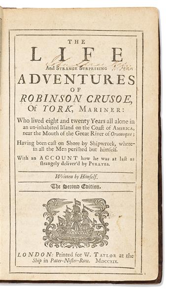Defoe, Daniel (c. 1660-1731) The Adventures of Robinson Crusoe; The Farther Adventures of Robinson Crusoe; [and] Serious Reflections du